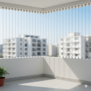 Invisible grills installed by Srinook Ambika Safety Grills for Homes & Buildings