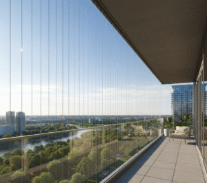 Invisible grills installed by Srinook Ambika Safety Grills for Homes & Buildings